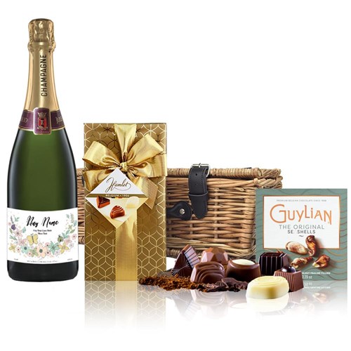 Personalised Champagne - Art 1 Label And Chocolates Hamper